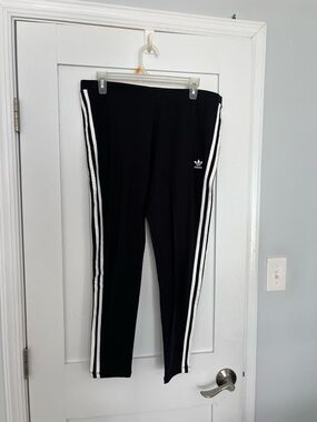 adidas Women’s Black Leggings with White Triple Stripe